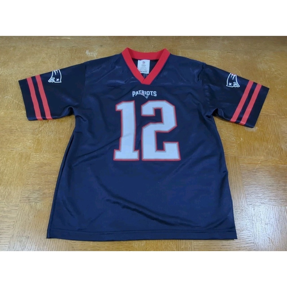 New‎ England Patriots Football Jersey Youth Size Large Navy NFL Tom Brady Kids